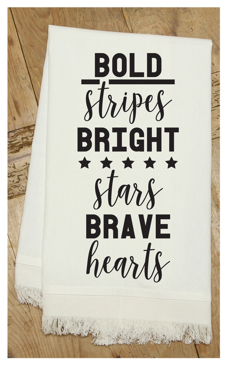 Picture of Odash MSTWLNR062 Bold Stripes Bright Stars Brave Hearts Cotton Kitchen Towel&#44; Natural