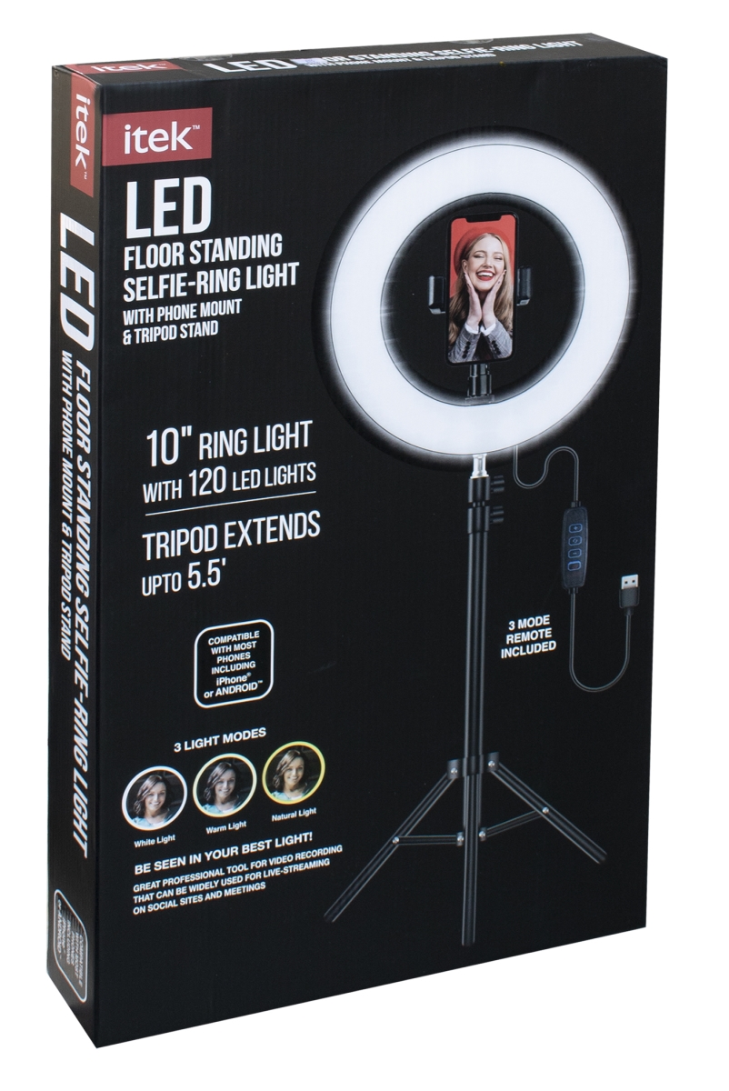 Picture of Odash FSL-4-1819 10 in. LED Floor Standing Selfie Ring Light&#44; Black