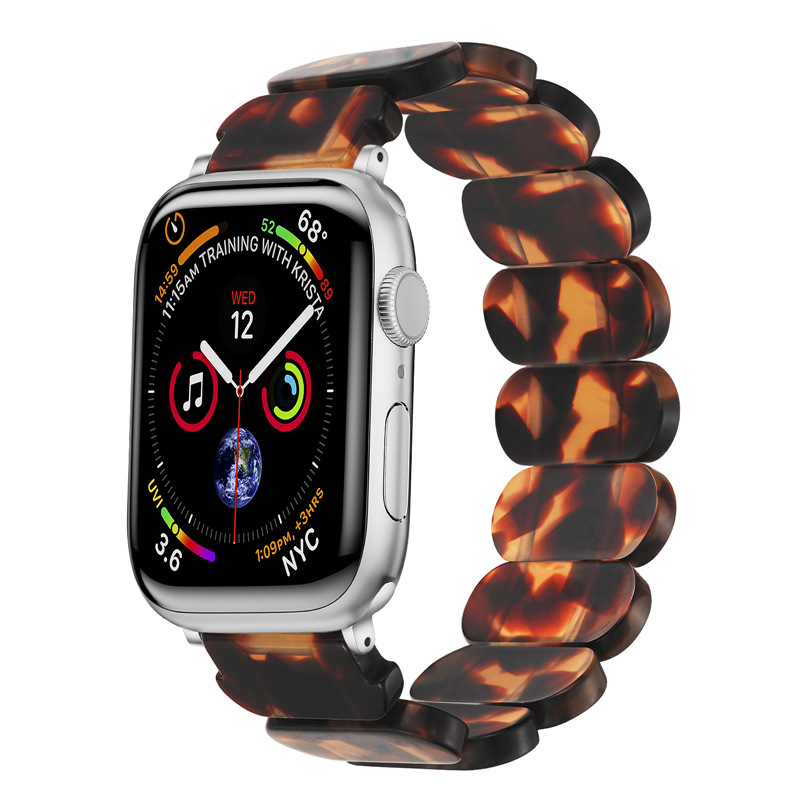 Picture of Odash WX-501-BRN45 42-44-4-49 mm Resin Band for Apple Watch Oval Version&#44; Brown Tortoise Shell