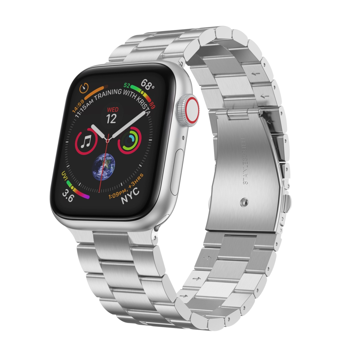Picture of Odash WX-150-SLV45 42-44-45-49 mm Stainless Steel Metal Band for Apple Watch&#44; Silver