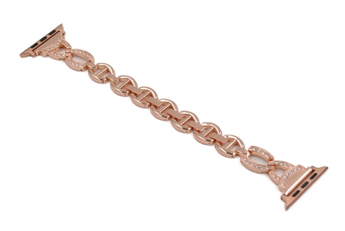 Picture of Odash WX-114-RGLD45 42-44-45 mm Metal Band for Apple Watch Sleek O-Links with Rhinestones&#44; Rose Gold