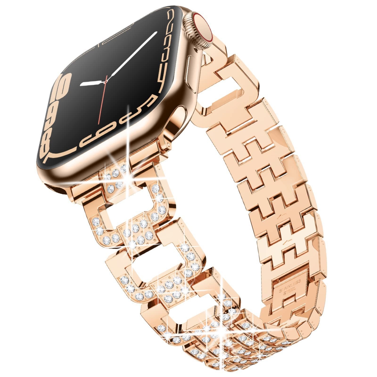 Picture of Odash WX-112-RGLD41 38-40-41 mm Dressy D-Links Metal Band with Full Bling for Apple Watch&#44; Rose Gold