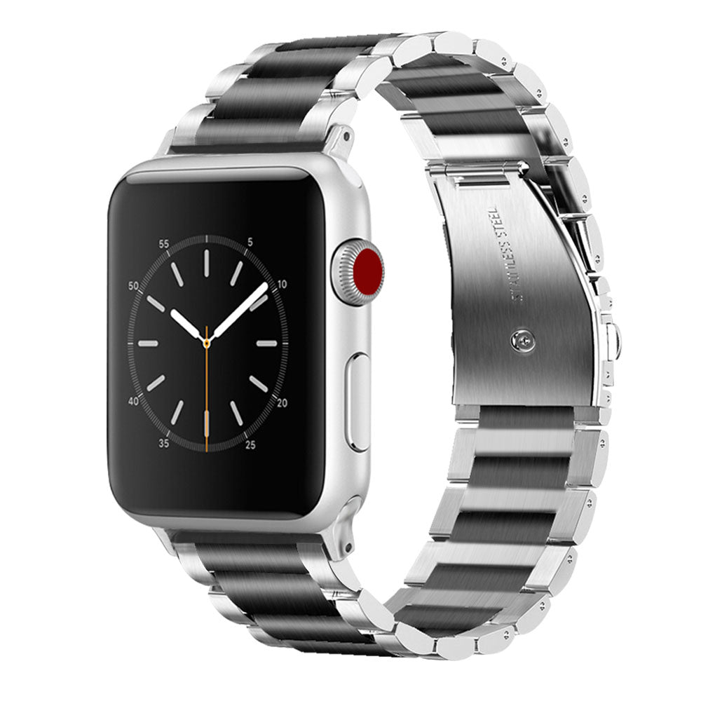 Picture of Odash VL-SS002BLK-45 42-44-45-49 mm Stainless Steel Two Tone Band for Apple Watch&#44; Black & Silver