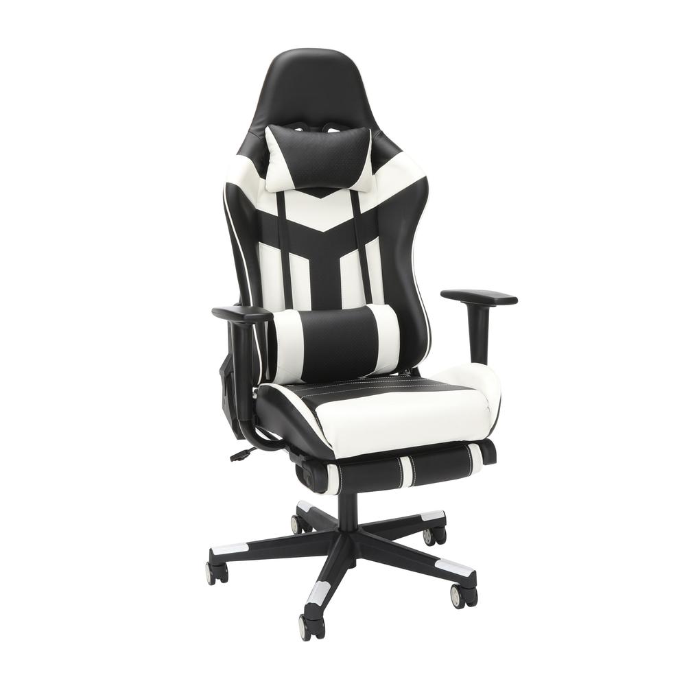 Picture of Essentials ESS-6075FR-WHT Steel Tube Frame Gaming Chair with Footrest&#44; White