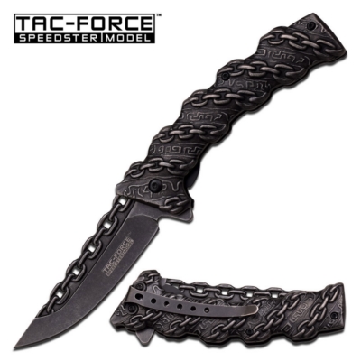 Tac-Force  Stonewash Plain Stonewash Chain Handle Folder Knife