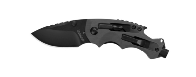 Shuffle DIY Series Pocket Knife, Drop Point, Plain Blade, Black Oxide Blade, 5-3/4 in OAL, Gray Handle