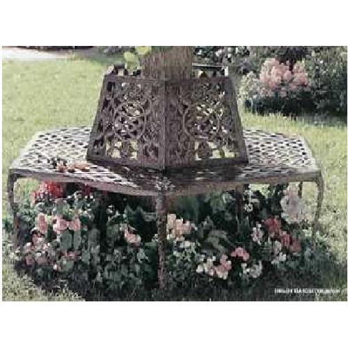 Tea Rose Cast Aluminum Tree Bench, Antique Bronze