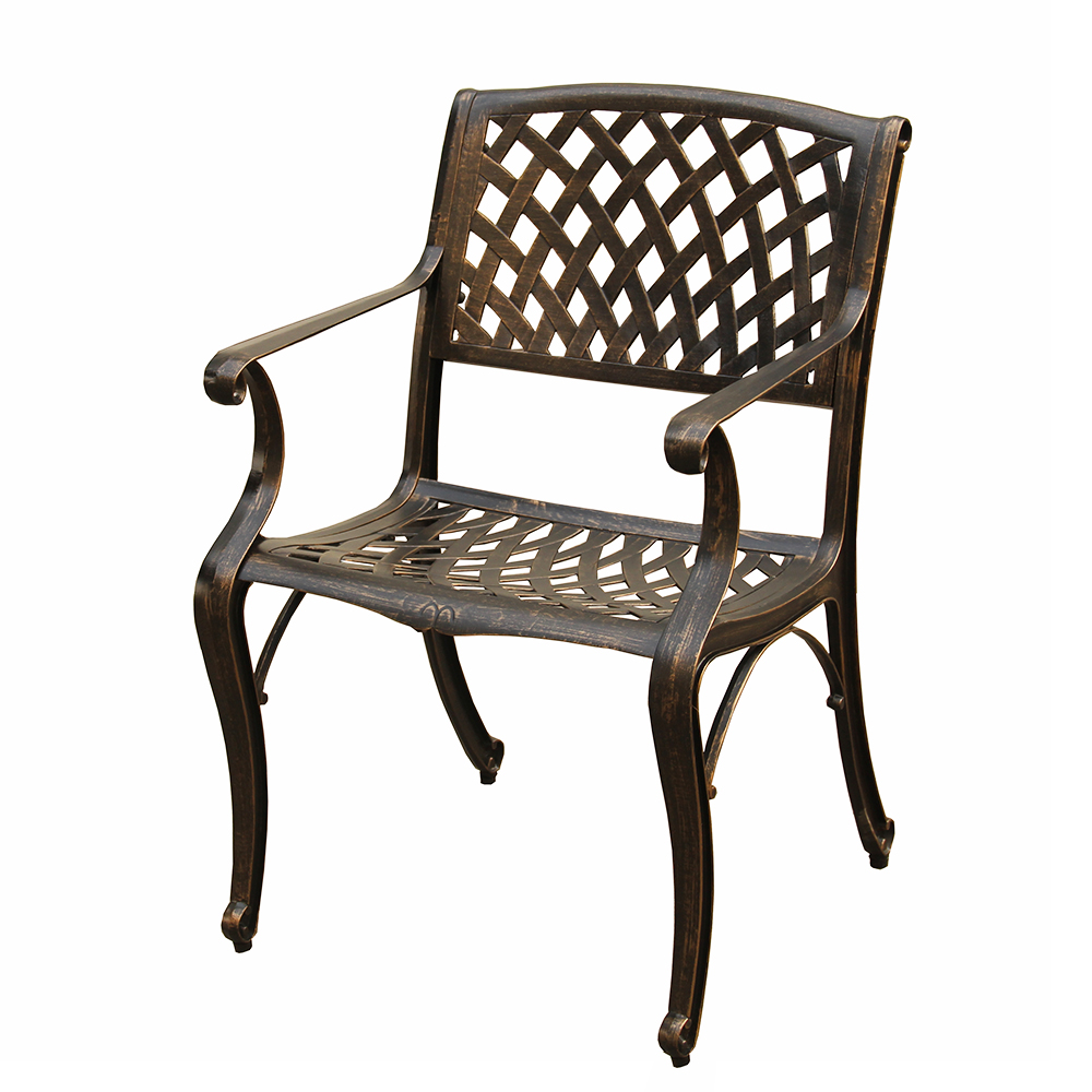 Picture of Oakland Living 1016-MESH-KD-CHAIR-BZ Contemporary Modern Outdoor Mesh Lattice Aluminium Dining Chair, Bronze