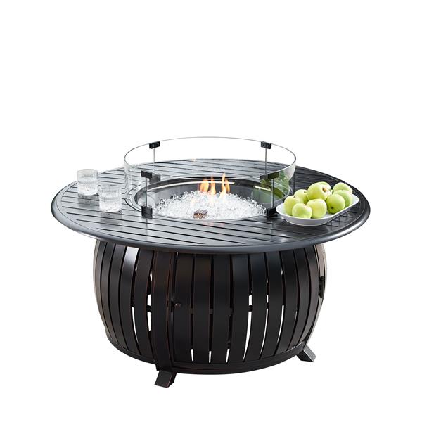 44 in. Aluminum Outdoor Round Propane Fire Table, Antique Copper