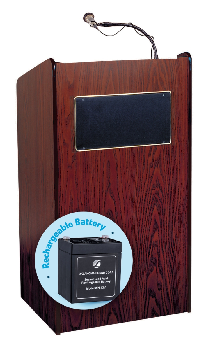 Picture of Oklahoma Sound M6010-MY 50W Aristocrat Floor Sound Lectern & Rechargeable Battery&#44; Mahogany