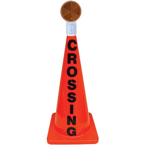 Picture of Olympia Sports SS563M 28 in. Orange Message Cone w/ Reflector (Crossing)