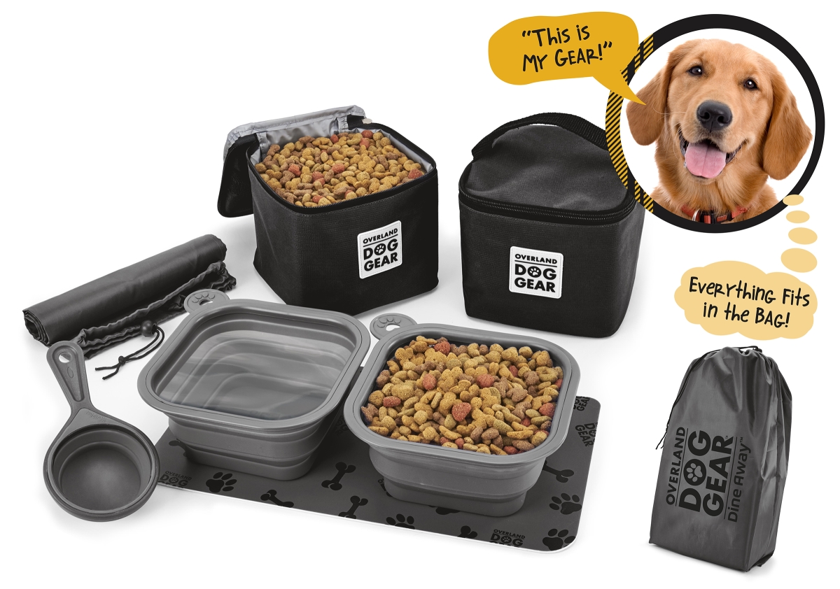 Picture of Overland Dog Gear ODG60 Dine Away Travel Set Bag for Medium & Large Dog&#44; Black
