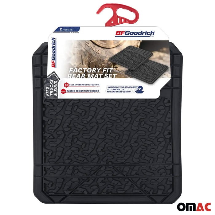 96BF445 Anti-Shift Second Row Rubber Floor Mats for Trucks & SUV All Weather, Black - 2 Piece