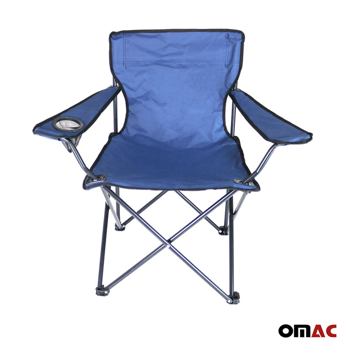 96CC514DB   Folding 514 Camping Chair Beach Seat Outdoor with Cup Holder, Dark Blue