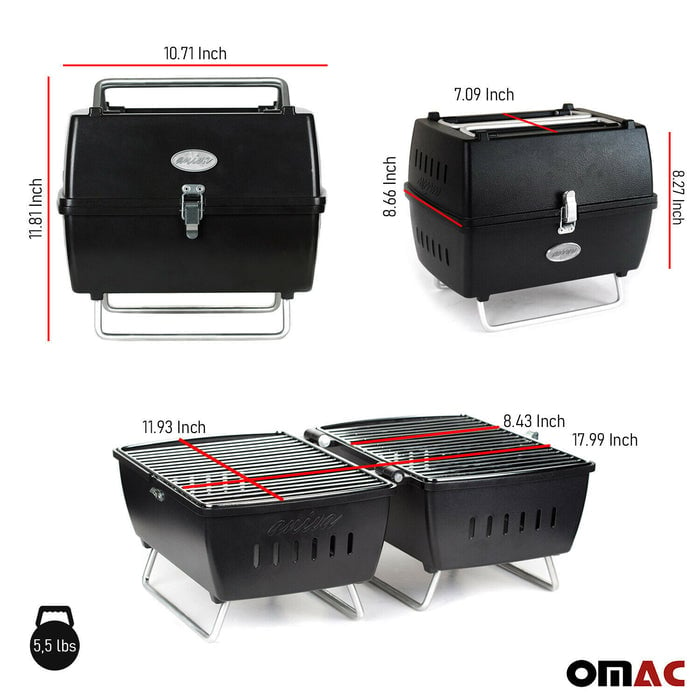 96PRTK001B Portable Charcoal Barbecue Grill with Tools, Black - 13 Piece -  OMAC