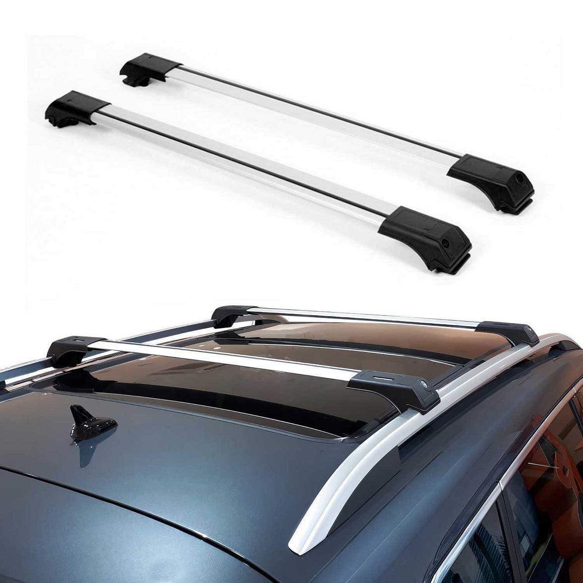 2620922 Flybar Roof Rack Cross Bar for 2010-2013 Ford Transit Connect, Gray - 2 Piece