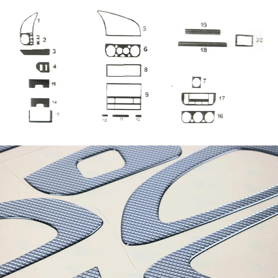 1208DK001C All Model Carbon Look Dashboard Kit for 1990-1999 BMW 3 Series E36 - 20 Piece