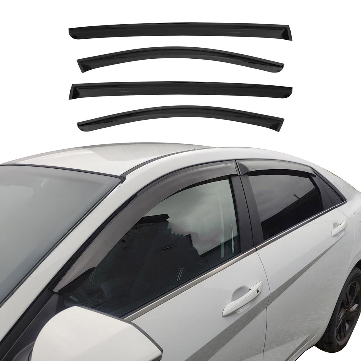 4029203 Acrylic Wind Deflector for 2017 Kia Stinger I Liftback, Black - 4 Piece