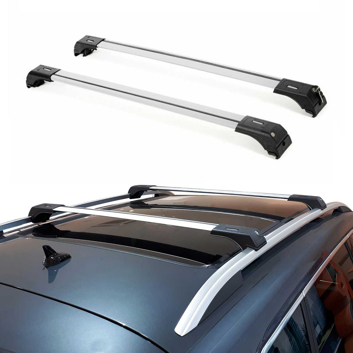Skybar Roof Rack Cross Bar - Gray - 2 Piece - Durable Aluminum Design
