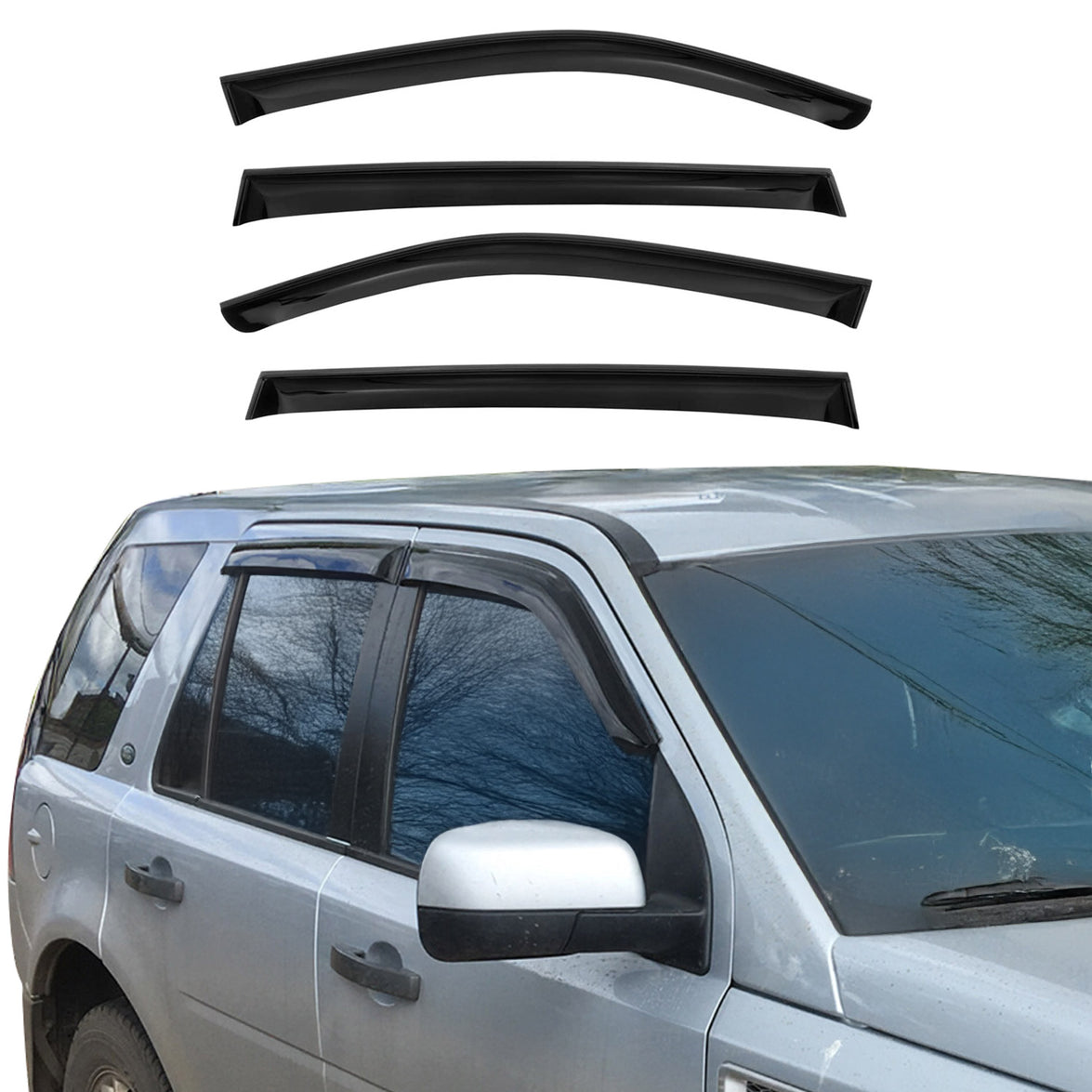 1108203 Acrylic Wind Deflector for 2008-2017 Audi Q5 8RB, Smoke Black - 4 Piece