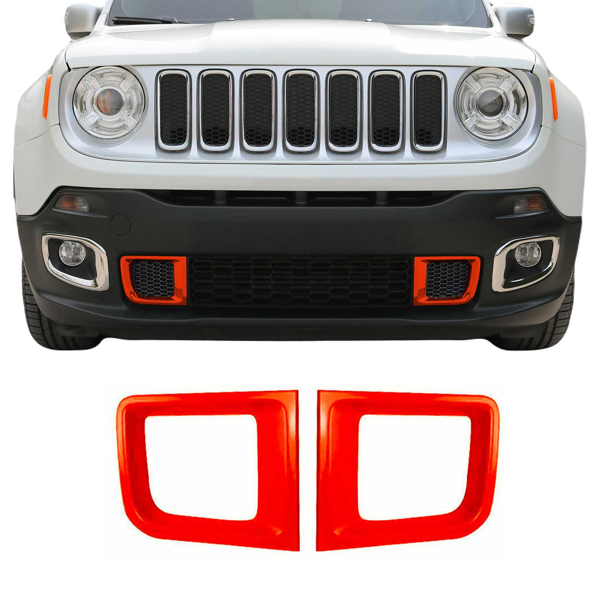 Picture of Omac USA 1708083OR Chrome ABS Painted Front Bumper Sill Cover for 2014 Jeep Renegade&#44; Orange - 2 Piece