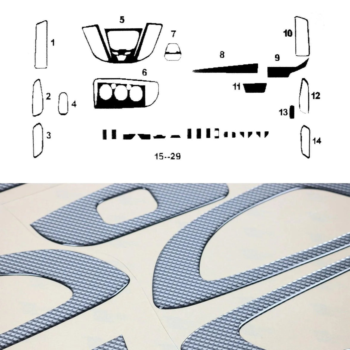 2626DK001C Dashboard Kit for 2014 Ford Transit Van & Cargo, Carbon - 30 Piece