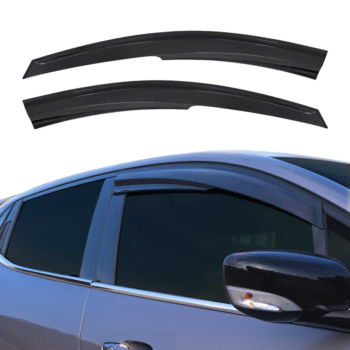 3203201 Acrylic Wind Deflector for 2005-2011 Hyundai Accent Era, Black - 2 Piece