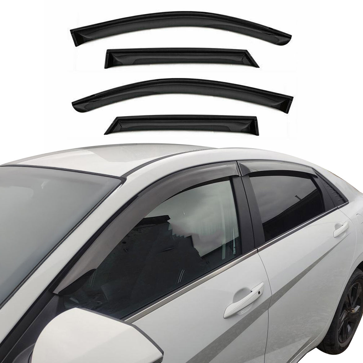 4011203 Acrylic Wind Deflector for 2013 Kia Cerato III, Black - 4 Piece