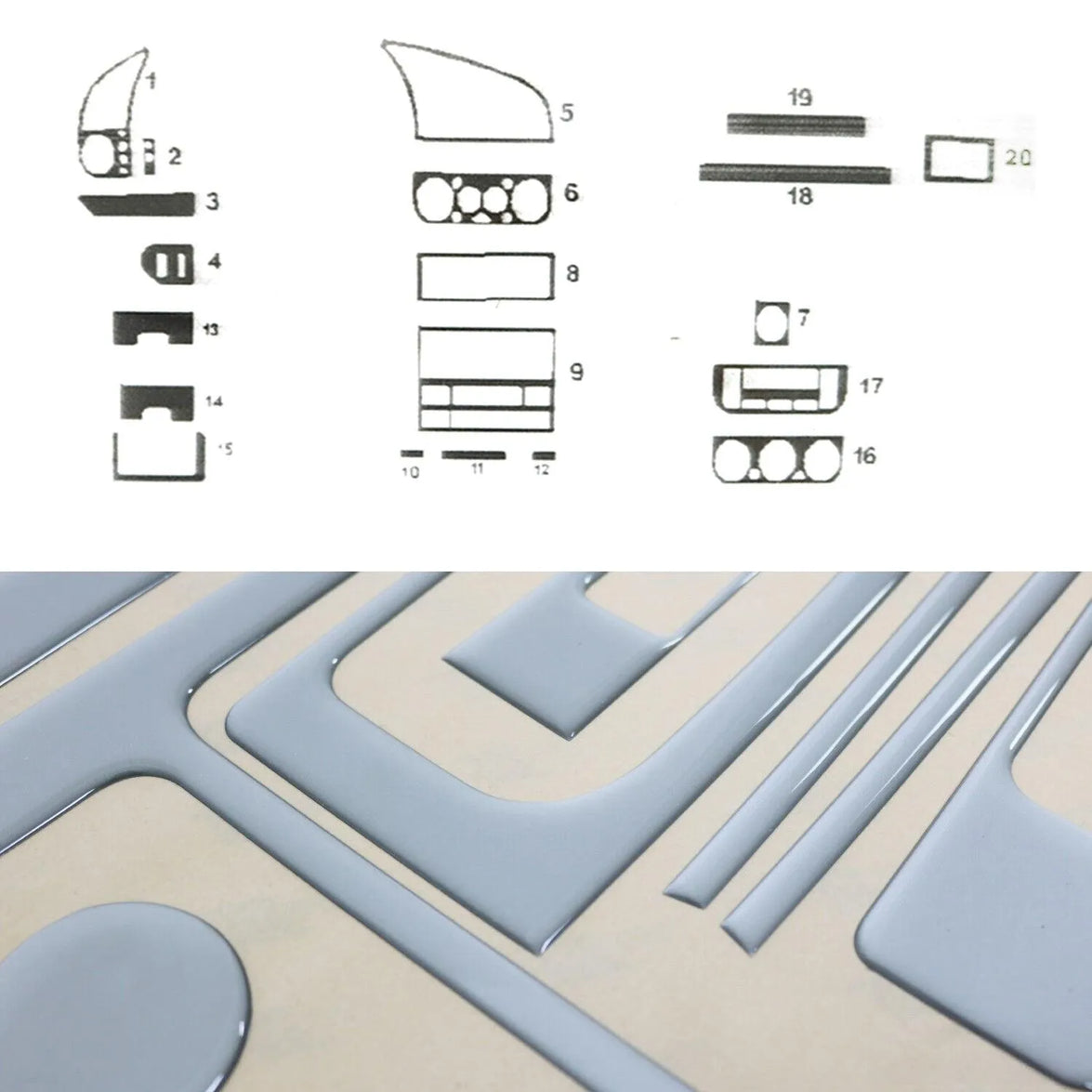 1208DK001A All Model Aluminum Look Dashboard Kit for 1990-1999 BMW 3 Series E36 - 20 Piece