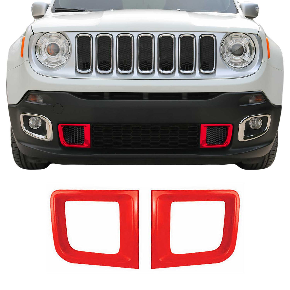 Picture of Omac USA 1708083R Chrome ABS Painted Front Bumper Sill Cover for 2014 Jeep Renegade&#44; Red - 2 Piece