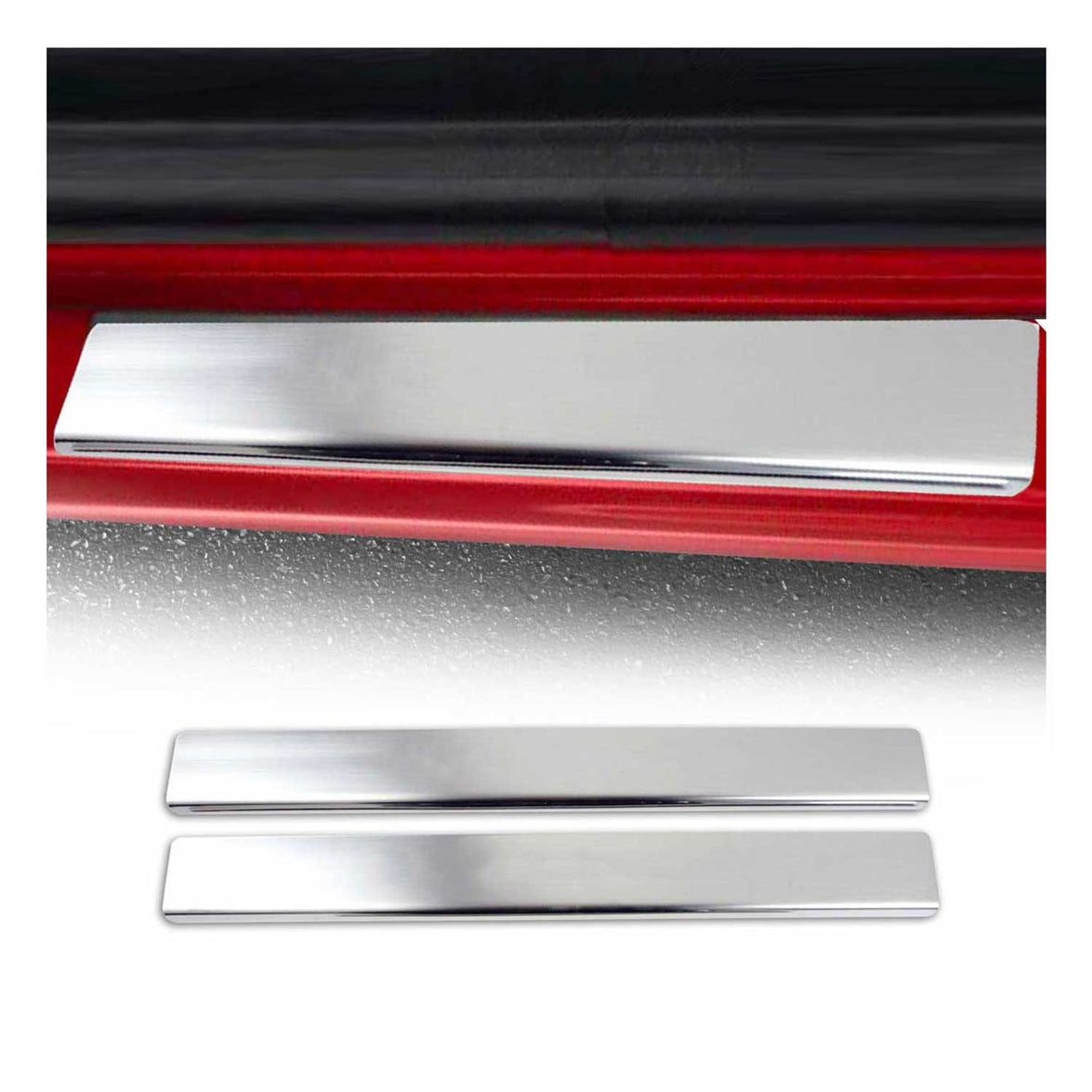 2620092N Normal Stainless Steel Gloss Door Sill Cover for 2009-2014 Ford Transit Connect, Silver - 2 Piece
