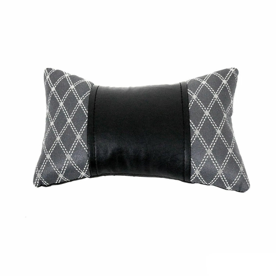 96312-GS1 Universal Textile Fabric PU Leather Neck Pillow, Gray & Black