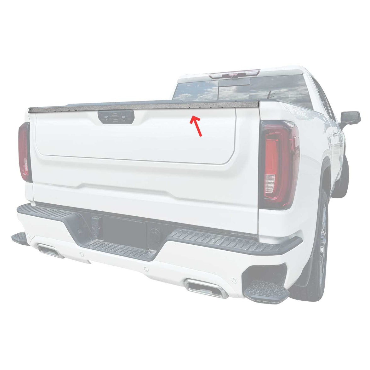 LC-2705054 Stainless Steel Gloss Upper Tailgate Trim for 2015 GMC Sierra 2500, Silver