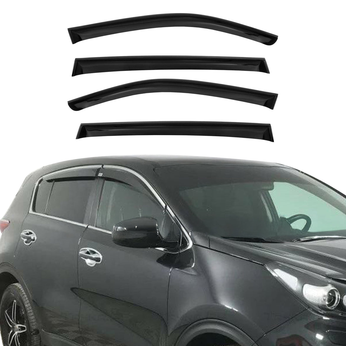4022203 Acrylic Wind Deflector for 2016 Kia Sportage, Black - 4 Piece