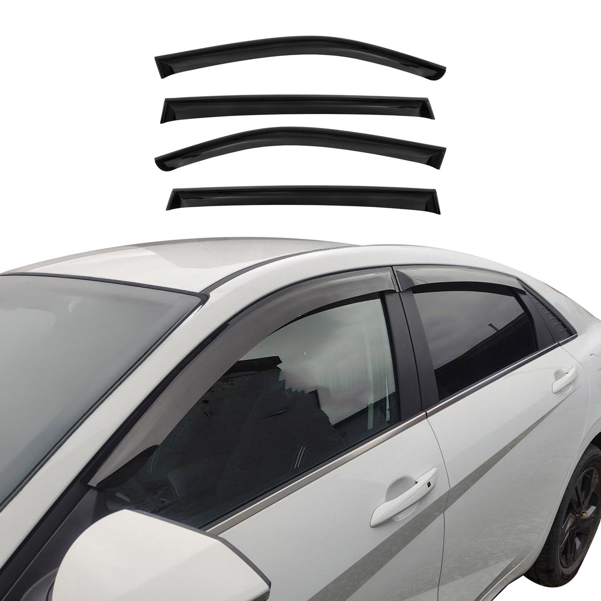 4095203 Acrylic Wind Deflector for 2010-2016 Kia Optima III, Black - 4 Piece