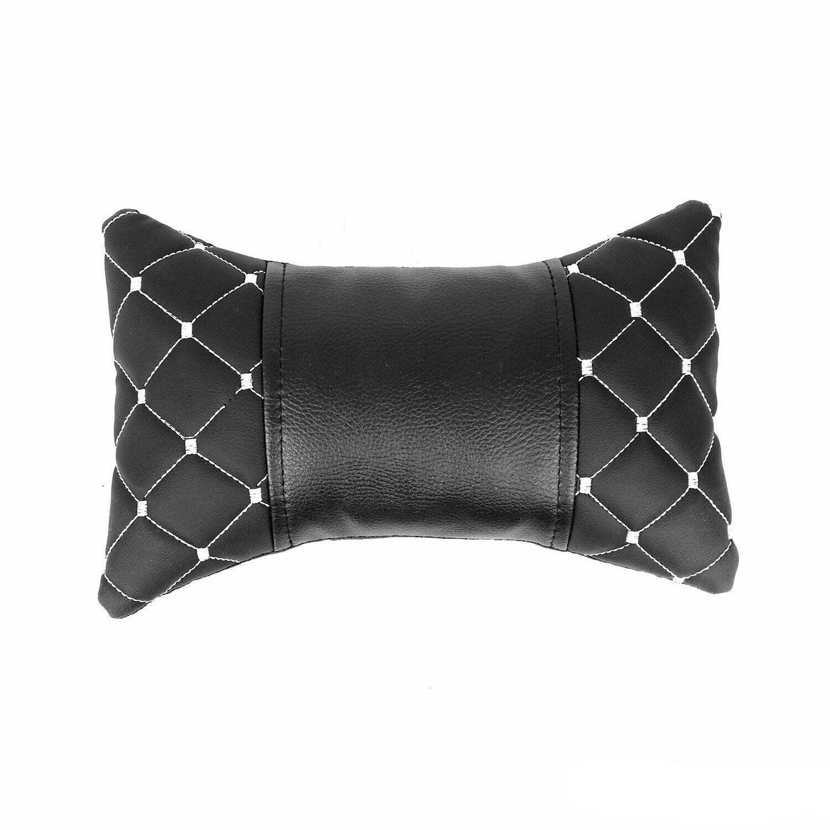 Picture of Omac USA 96322-BS1 Universal Head Shoulder Rest Pad PU Leather Neck Pillow&#44; White & Black