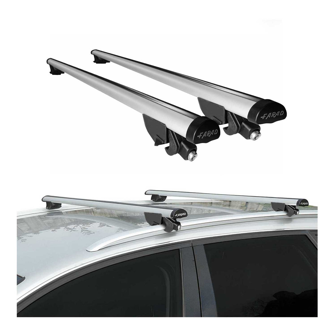 9696FRB4120 Beamar 4-120 Aluminum Universal Roof Rack Cross Bar for 2018-2024 Ford Focus, Gray - 2 Piece