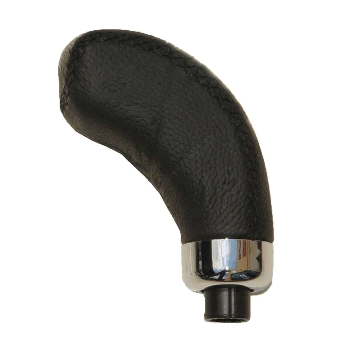 Picture of Omac USA 96AM-140-21988 Black PU Leather Stitching Chrome Auto Car Gear Shift Knob