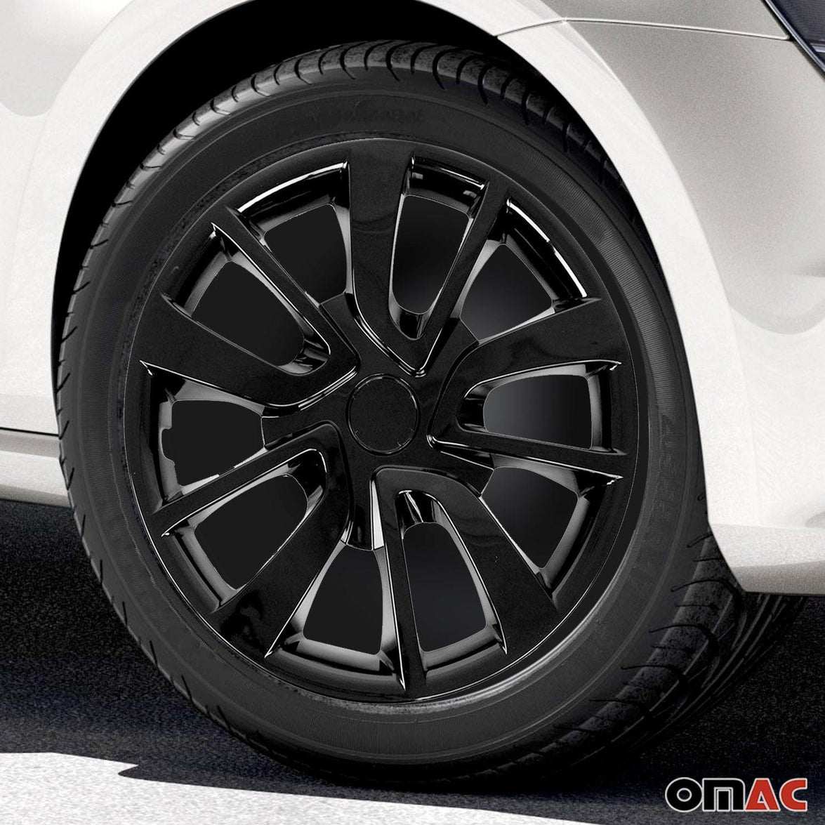96HCA174B 15 in. Hub Caps Wheel Cover - Black - 4 Piece
