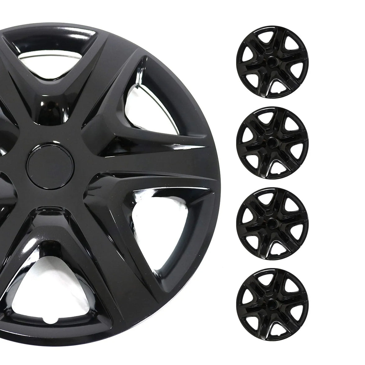 96HCA190B 16 in. Hub Caps Wheel Cover - Black - 4 Piece