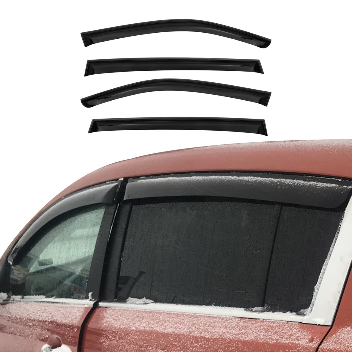 4016203F Acrylic Wind Deflector for 2010-2016 Kia Sportage, Black - 4 Piece