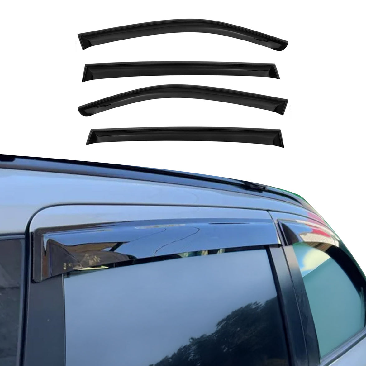 4907203F Acrylic Wind Deflector for 2015 Mitsubishi Outlander, Black - 4 Piece