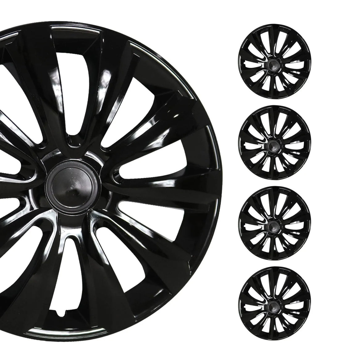 96HCA188B 16 in. 4 Piece Hub Caps Wheel Cover, Black