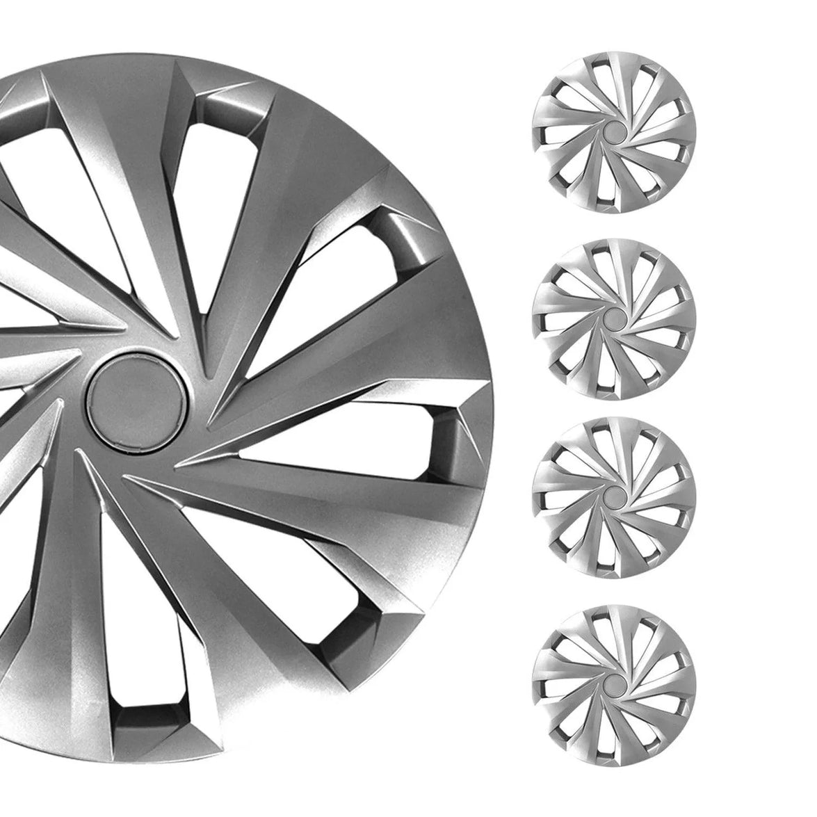 96HCA189 15 in. 4 Piece Hub Caps Wheel Cover, Gray