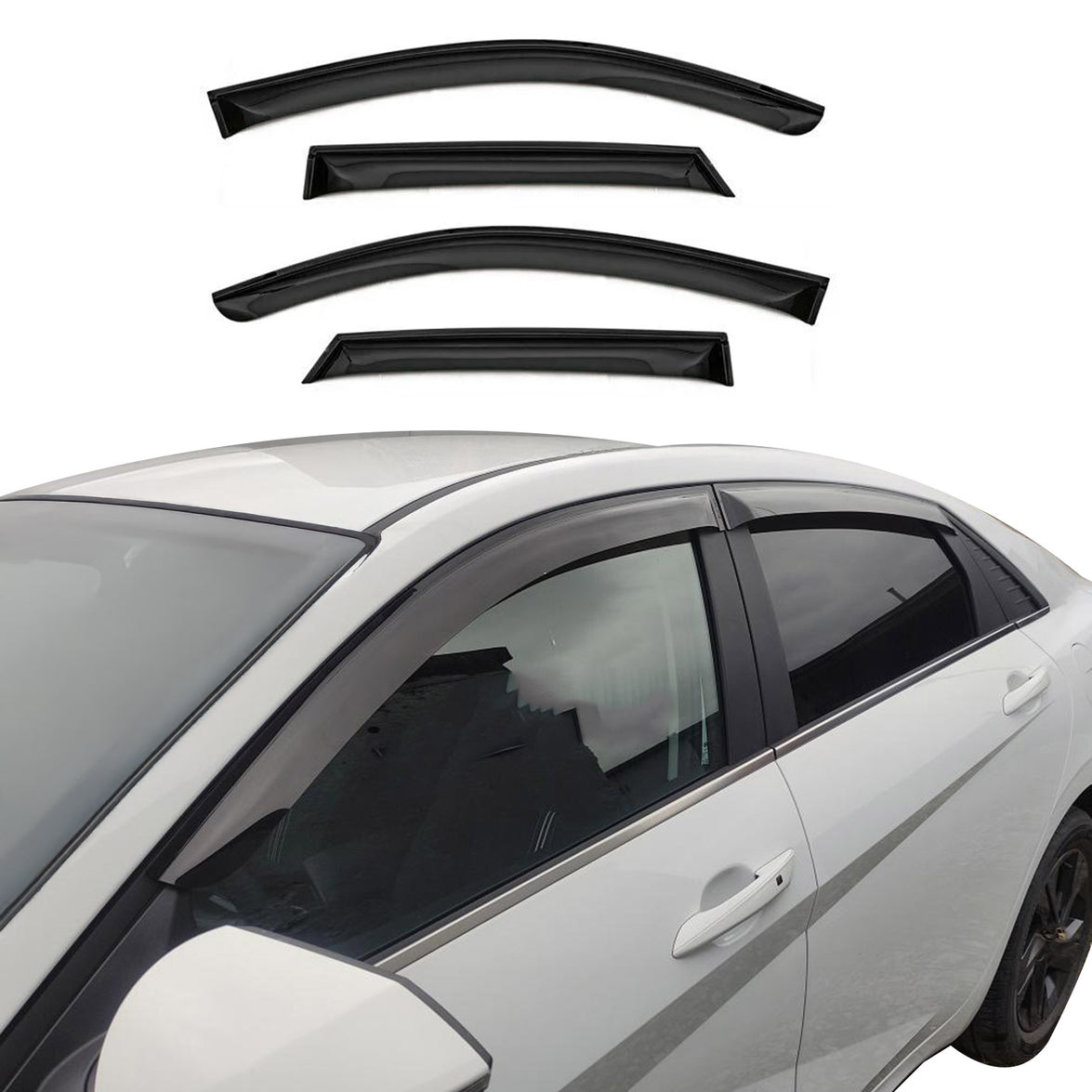 7038203 Sedan Acrylic Wind Deflector for 2017 Toyota Camry VIII XV70, Black - 4 Piece