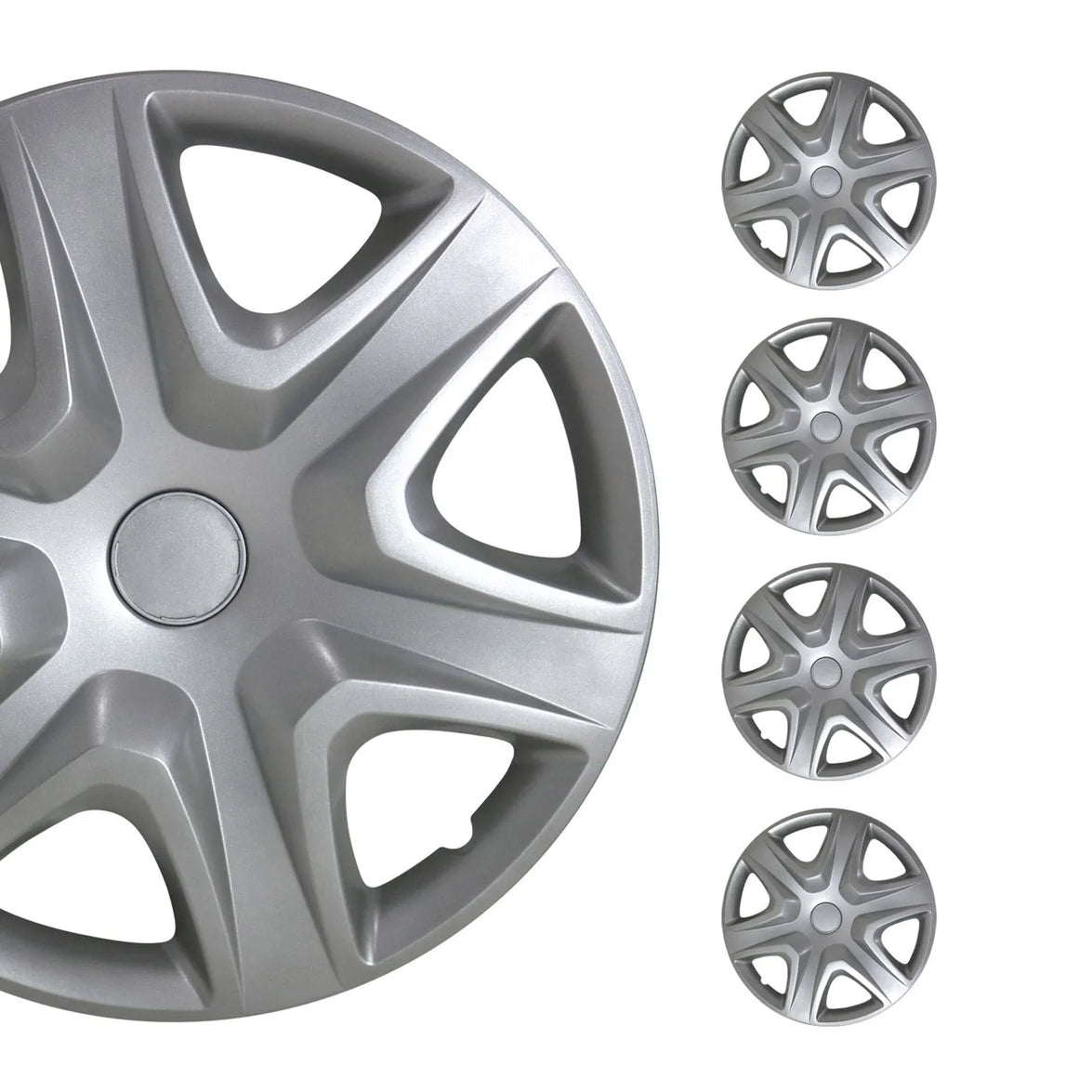 96HCA190 16 in. 4 Piece Hub Caps Wheel Cover, Silver