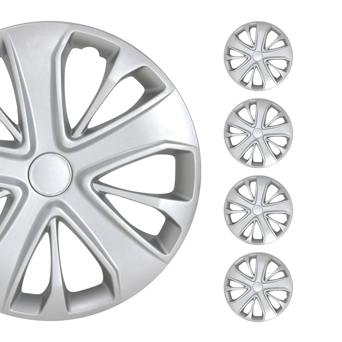 96HCA200 15 in. Hub Caps Wheel Cover, Silver - 4 Piece