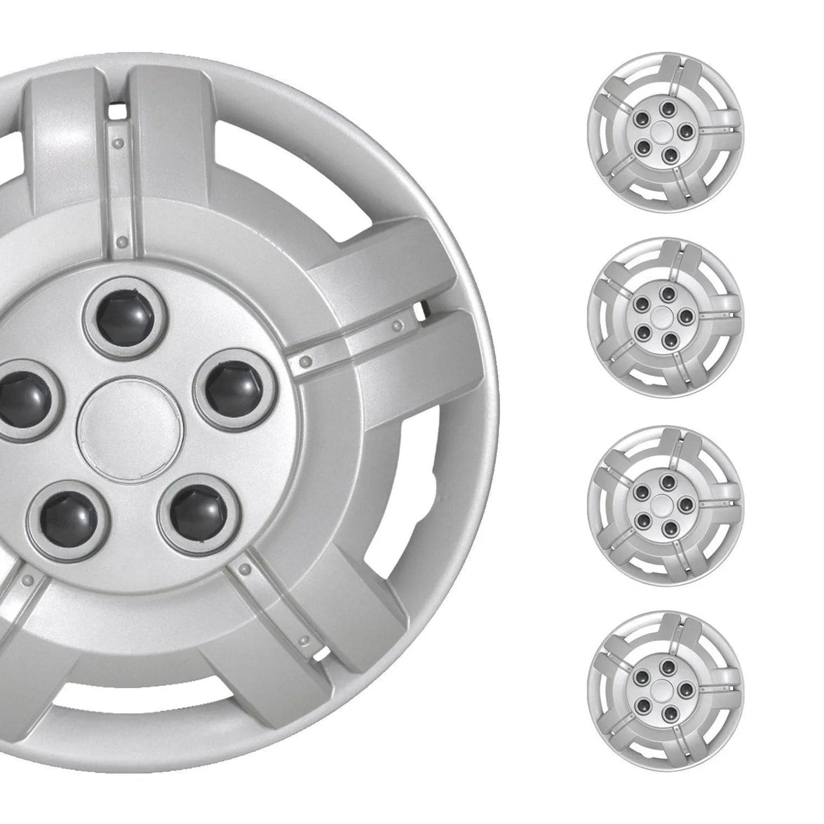 96HCA146 16 in. Hub Caps Wheel Cover, Silver - 4 Piece