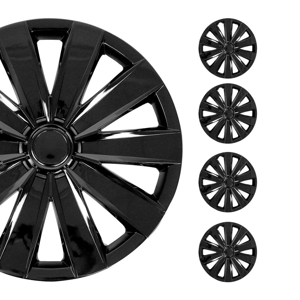 96HCA152B 16 in. Black Hub Caps Wheel Cover - 4 Piece