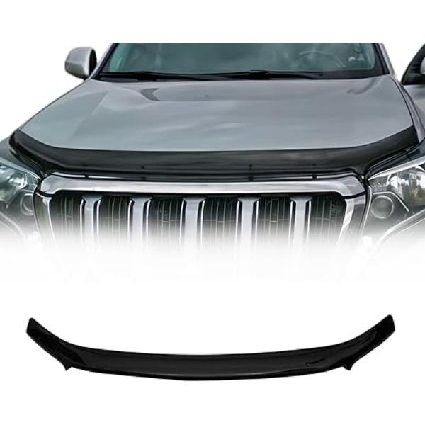 7013204 Front Bug Shield Hood Deflector for 2013-2017 Toyota Land Cruiser Prado J150, Black